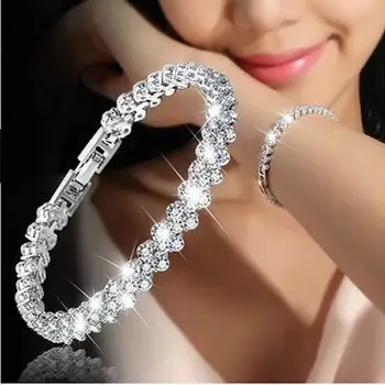 UILZ Hot Selling Roman Chain Bracelet For Women Luxury Cubic Circon Inlay Charm Bracelet Bride Wedding Jewelry UB067