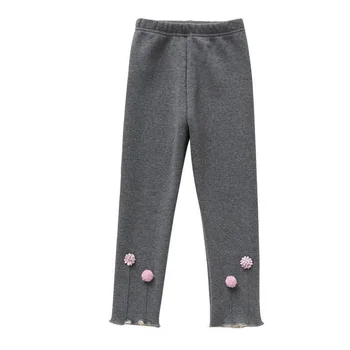 Момичета зимни гамаши сладко момиче сиво руно нова мода детска 2.11 за години памук топли панталони за момичета деца панталони, гамаши печат