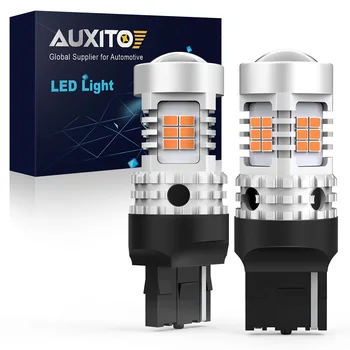 AUXITO 2x T20 W21W Led WY21W 7440 7440NA LED Canbus Error Free Turn Signal Light Bulbs No Hyper Flash Auto Led лампа кехлибар и жълто