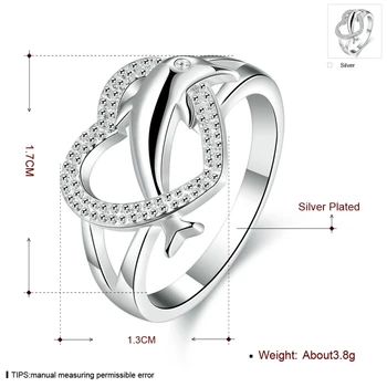 Garilina Fashion Cz Silver Color Fille Ring For Girl Womens Trinket Party Trendy Сърце Ring R2170