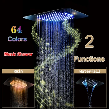 Баня интелигентни музика душ комплекти за дъжд водопад душ корона модерен led душ комплект златист цвят