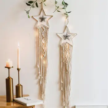 Nordic Style Moon Stars Crafts Dream Catcher Wind Chimes Собственоръчно Бохемска Dreamcatcher Net For Wall Hanging Home Decoration
