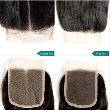 Ali Grace бразилско свободно волнообразное закриване 4x4 швейцарско дантела Свободна средната част на Реми човешки коси дантелено закриване на естествения цвят Безплатна доставка