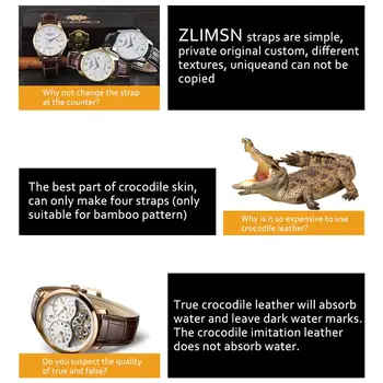 ZLIMSN индивидуален каишка от крокодилска кожа, подходящи за IWC PORTUGIESER PORTOFINO JUBILEE COLLECTION универсална Кожена каишка за часовник