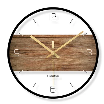 Мълчанието стенни часовници стари ретро модерен дизайн, лесен дървени стенни часовници спалня домашен интериор виси часовник таймер 2018