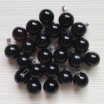 14 мм мода черен оникс кръгла топка от естествен камък колие жени Чар направи си сам бижута и аксесоари от 50 бр. / лот безплатна доставка