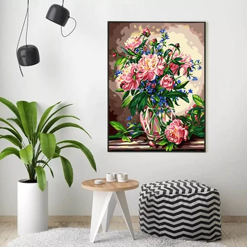 HUACAN Pictures By Numbers Flower Acrylic Hand Painted Живопис Drawing On Canvas Home Decoration Gift