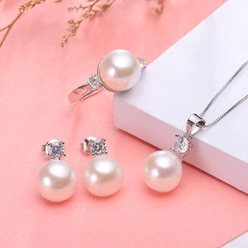 Zorun Real Natural Freshwater Pearl Sets Fashion/Fine Jewelry 10MM with 18K White Gold Filled Accessories for Women New Design