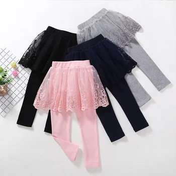 Мода 2021 памук момичета гамаши Заек дантела Принцеса пола-панталон пролет есен тънка пола панталони за 2-6 години на Детски дрехи
