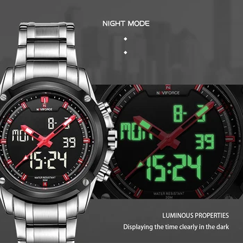 NAVIFORCE Мъжки спорт цифрови часовници луксозни военни часовници Мъжки кварцов механизъм аналогов будилник Мъжки водоустойчив часовник Reloj Hombre