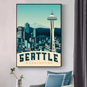 Seattle Travel Art Платно Print Poster Home Decor Живопис No Frame