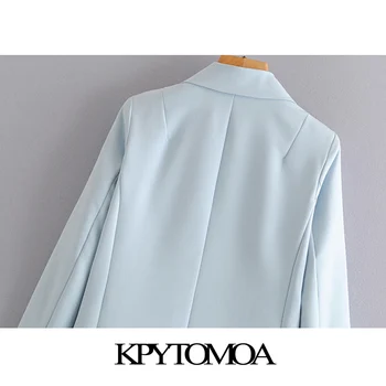 KPYTOMOA жени 2020 мода Офис облекло двубортный сако, винтидж палто с дълъг ръкав назад вентилационни отвори Дамски връхни дрехи и шикозни блузи