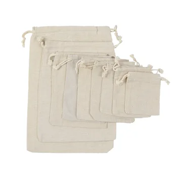 50шт бели памучни торби джутовые чанти естествена чул за подарък бонбони чанта, обувки, чанти сватба на Плажа чанта подарък чанта за съхранение