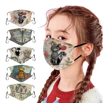 5шт децата печат регулируема множество дишаща сигурна защитна маска дишаща памучен маска за лице на кутията mascarilla