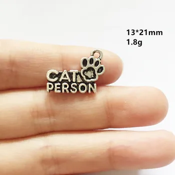 Bulk 30 бр. лот цинк сплав Cat Person Paw Print висулки, висулка животно Пет Любовник направи си САМ бижута подаръци