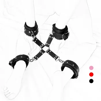 БДСМ робството плюшени белезници на глезена маншет за обезопасяване на кръст обтегач двойка флирт еротичен SM роб секс играчки фетиш жена Legcuffs