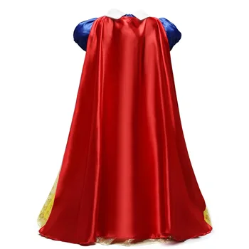 VOGUEON за момичета Принцеса Снежанка на карнавалните костюми с дълъг плащом деца Puff ръкав лук рокля детски костюм за Хелоуин