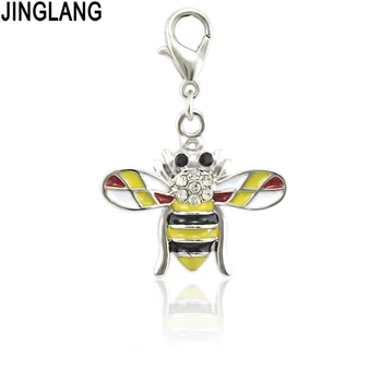 JINGLANG Mixed Personalized emal Bee Metal Pendant на Кристал Inlaid Ice Hockey Jewelry Insect Charm 12 Кпс