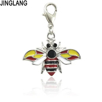 JINGLANG Mixed Personalized emal Bee Metal Pendant на Кристал Inlaid Ice Hockey Jewelry Insect Charm 12 Кпс
