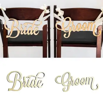 2 елемента селски сватбен дървен стол знак на булката и младоженеца стол знаци дървени знаци снимка подпори сватбена украса