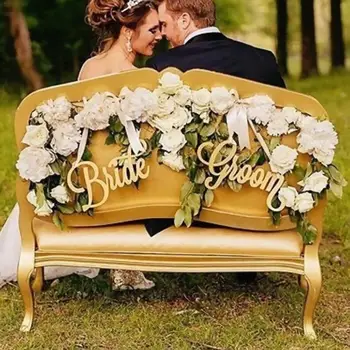 2 елемента селски сватбен дървен стол знак на булката и младоженеца стол знаци дървени знаци снимка подпори сватбена украса