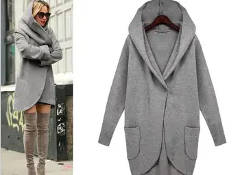 2018 есен и зима на мода с дълъг ръкав свободни вълнени палта с джобове
