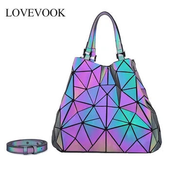 LOVEVOOK дамска чанта crossbody чанта за рамо, за да дам 2020 голям капацитет сгъваеми лотария Hobos bag геометрична чанта холограма