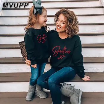 Семейни комплекти Есен есен пуловери с букви екипировки мама и аз риза за малки момичета детски дрехи с дълъг ръкав памук майка на дъщеря