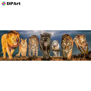 Диамант живопис 5D пълен квадрат / кръгла Тигър, Лъв и Леопард модел Диамант и планински кристал мозайка кръстат бод Crystal декор M008