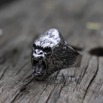 Eyhimd стари див звяр горила пръстен от неръждаема стомана за мъже колоездач бижута