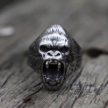Eyhimd стари див звяр горила пръстен от неръждаема стомана за мъже колоездач бижута