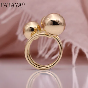ПАТАЯ на нови приходи три сферични хипербола пръстени жени сватба уникален ежедневно бижута от розово злато открити пръстени подарък партия