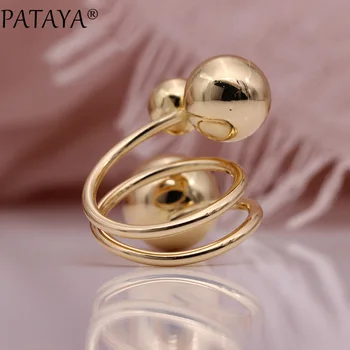 ПАТАЯ на нови приходи три сферични хипербола пръстени жени сватба уникален ежедневно бижута от розово злато открити пръстени подарък партия
