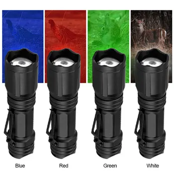 WRGB червен / зелен / син / бял тактически фенер LED 10w led фенерче Ултра ярък XML мощен USB Фенерче 4 цвята в 1 Multi LED