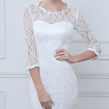 JIERUIZE бяла дантела Русалка сватбени рокли 3/4 ръкави евтини сватбени рокли robe de mariee vestido de новия