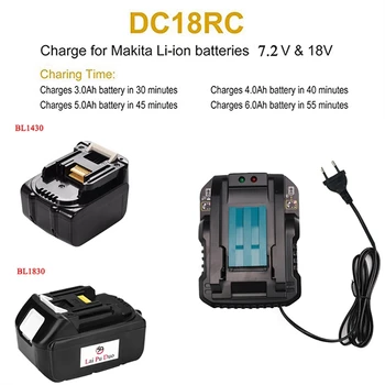 Dc18Rc 14.4 V 18V литиево-йонна батерия зарядно устройство 4A кабел за зареждане ток за Makita Bl1830 Bl1430 Dc18Rc Dc18Ra Power Tool Battery Plug Eu
