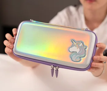 За Nintend Преминете Преносим Калъф Rainbow Unicorn Лазерно Отражение Чанта За Съхранение На Твърд Калъф Shell Case Кутия За Превключвател Аксесоари