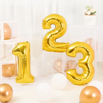 32-инчов розово злато, сребро алуминиево фолио брой балони сватба, Рожден Ден доставка на детски Globos годишнина
