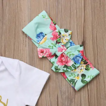 Цвете на бебе Baby Girl върховете плъзгачи пакетче цветни поли лента за глава облекло комплект 3шт Детски дрехи