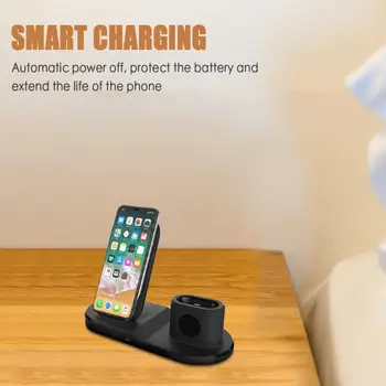 Безжично зарядно устройство 3 в 1 безжични зарядно устройство ще захранване на поставка за iPhone часовници iPhone Airpods притежателя на мобилен телефон безжично зареждане
