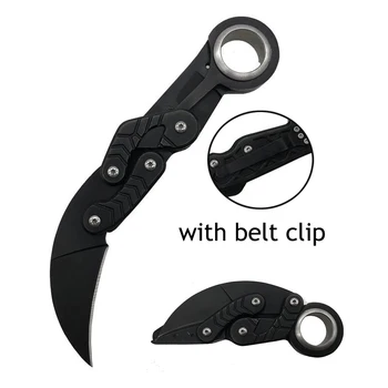 Promithi Morphing Karambit Knife Camping EDC Outdoor Tool Multi-function Survival Folding Claw Knife with Belt Clip
