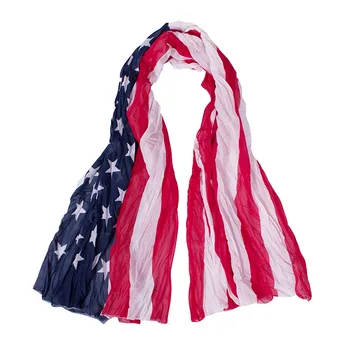 Нов дизайн на Мода лека жена Коприна Летен шал шал СЪЕДИНЕНИ американски флаг Звезда на женския дълъг шифоновый шал 140*90 см