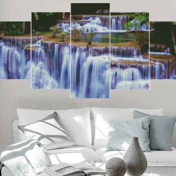 пълен 5D Сам Даймънд живопис кръстат бод водопад мулти-живопис през цялата комбинация от планински кристал живопис бродерия пейзаж