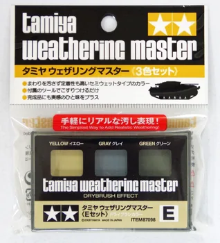 Tamiya 87098 Weathering Master E Set (Ефект На Суха Четка Жълт, Сив, Зелен)