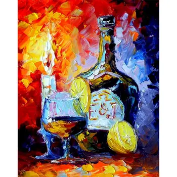 Направи си САМ Paint By Numbers Lemon Wine Paiting Pictures By Numbers по-романтична Hand Painted Home Decor Drawing On Canvas For Wall Art Gift