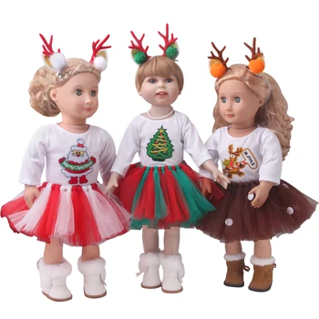 18 инча момиче кукла облекло коледен елен костюм американската пола новорожденное рокля бебешки играчки, подходящи 40-43 см Baby Boy кукли подарък c943