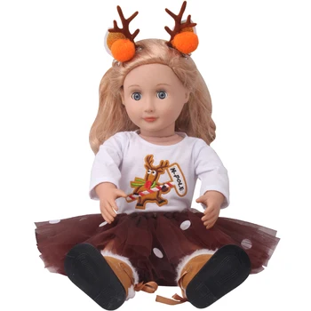 18 инча момиче кукла облекло коледен елен костюм американската пола новорожденное рокля бебешки играчки, подходящи 40-43 см Baby Boy кукли подарък c943
