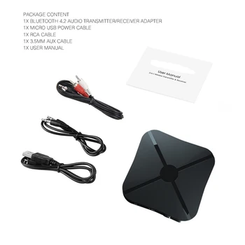 Bluetooth 4.2 Real Стерео уредба, 2 IN 1 приемник предавател, Bluetooth адаптер с аудио 3.5 мм AUX за домашния телевизор MP3 PC