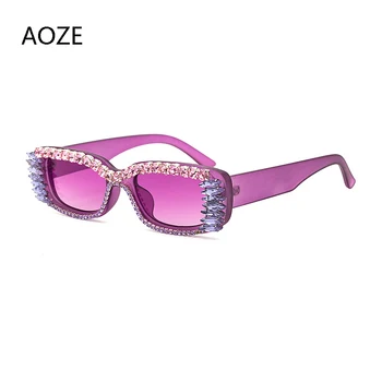 2021 Square 90s Sun Glasses Luxury Brand Travel Small Rectangle Diamond слънчеви очила за Жени на реколтата Oculos Люнета De Soleil Femme