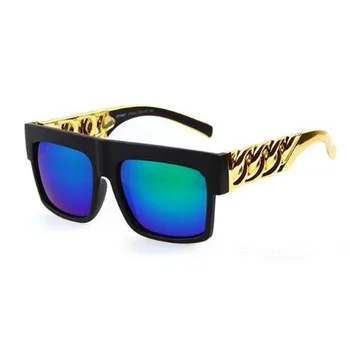 Мода знаменитост вдъхновени Златна метална верига Ким Geri Бионсе слънчеви очила ретро хип-хоп слънчеви очила zonnebril dames